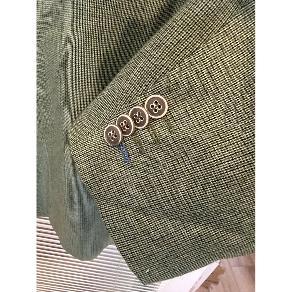 Tailorbyrd Collection Mens 46L Green Micro Check Blazer Sport Coat Preppy READ